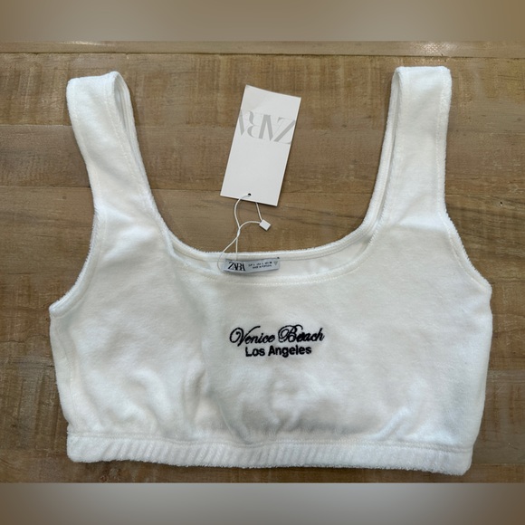Zara Text Terrycloth Venice Beach Los Angeles crop tank top - Picture 10 of 11